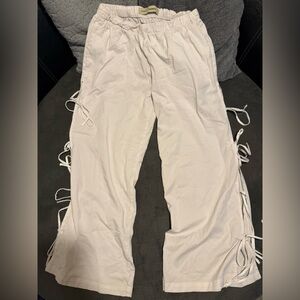 Women's White Lace-Up Joggers